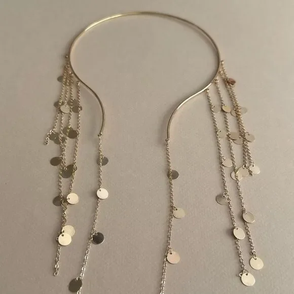 Elegant Gold Disc Necklace S1271 - Picture 3 of 3